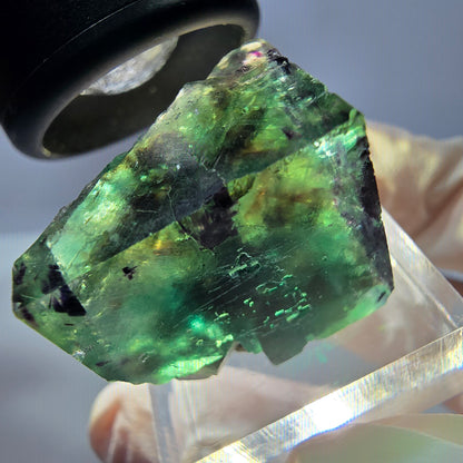 Klarer Phantom Fluorit Würfel, grün lila Okorusu, Namibia 23*21*16mm