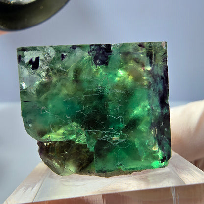 Klarer Phantom Fluorit Würfel, grün lila Okorusu, Namibia 23*21*16mm