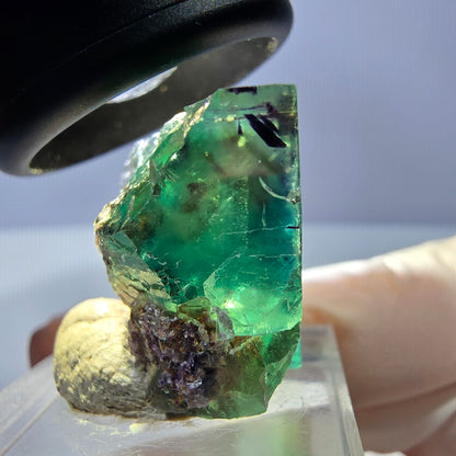 Klarer Phantom Fluorit Würfel, grün lila Okorusu, Namibia 23*21*16mm