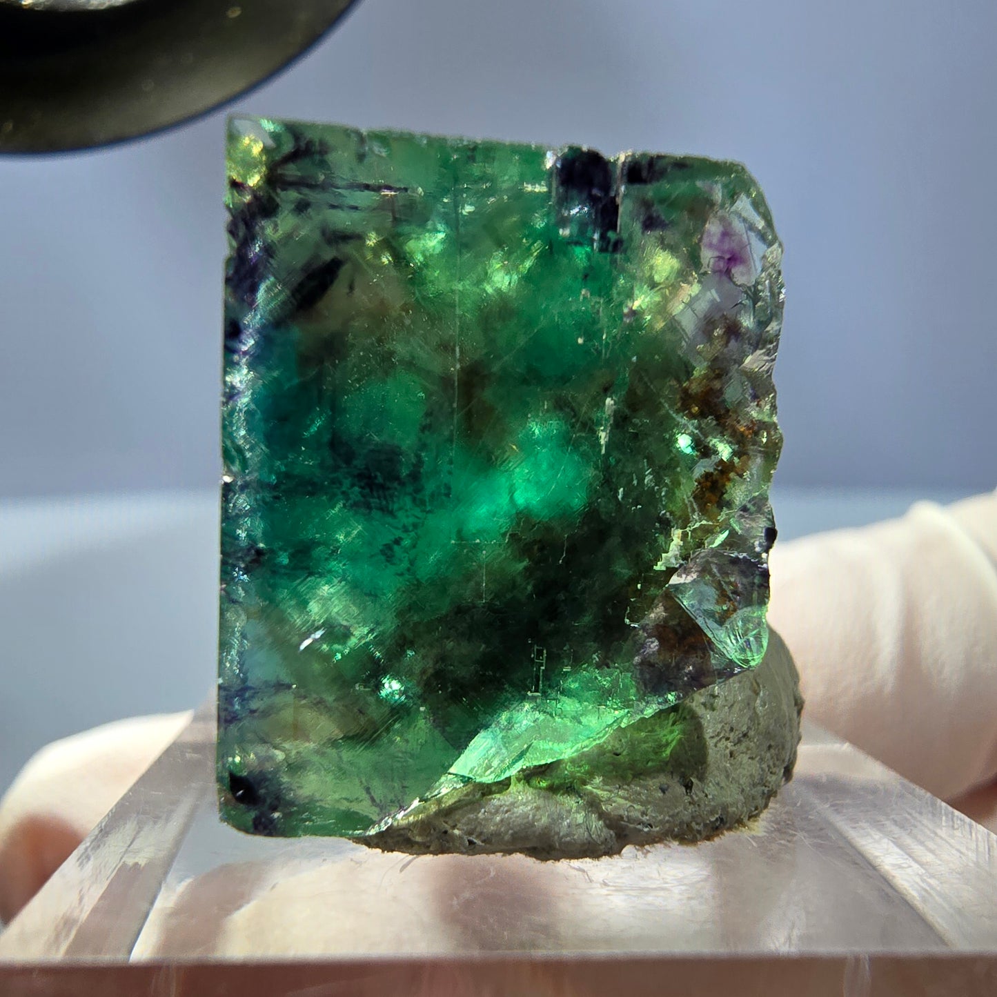 Klarer Phantom Fluorit Würfel, grün lila Okorusu, Namibia 23*21*16mm