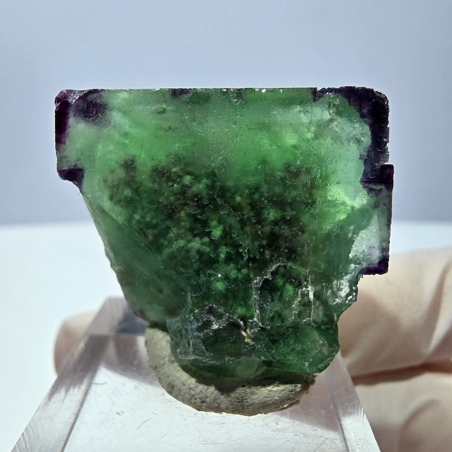 Klarer Phantom Fluorit Würfel, grün lila Okorusu, Namibia 28*28*17mm