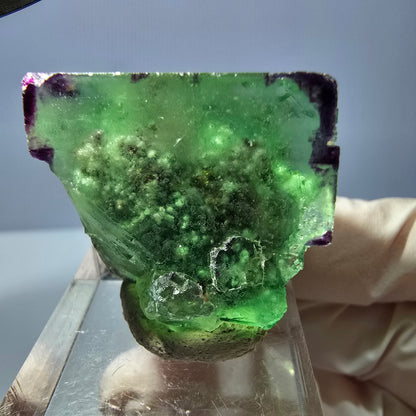 Klarer Phantom Fluorit Würfel, grün lila Okorusu, Namibia 28*28*17mm