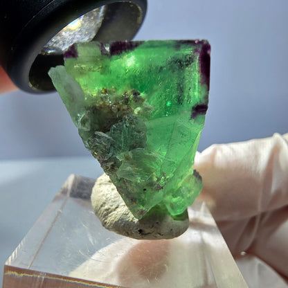 Klarer Phantom Fluorit Würfel, grün lila Okorusu, Namibia 28*28*17mm