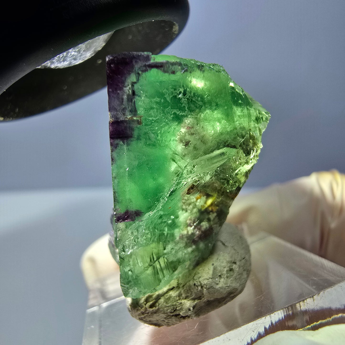 Klarer Phantom Fluorit Würfel, grün lila Okorusu, Namibia 28*28*17mm