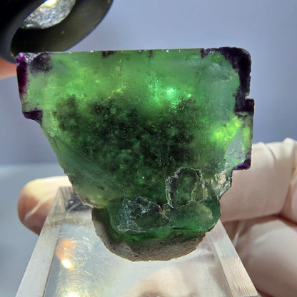 Klarer Phantom Fluorit Würfel, grün lila Okorusu, Namibia 28*28*17mm