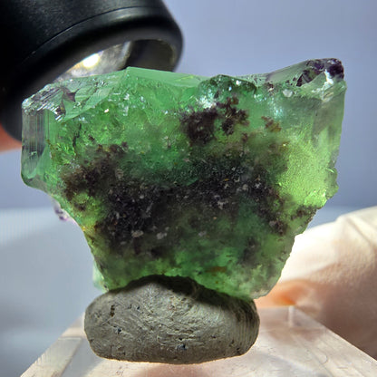 Klarer Phantom Fluorit Würfel, grün lila Okorusu, Namibia 28*28*17mm
