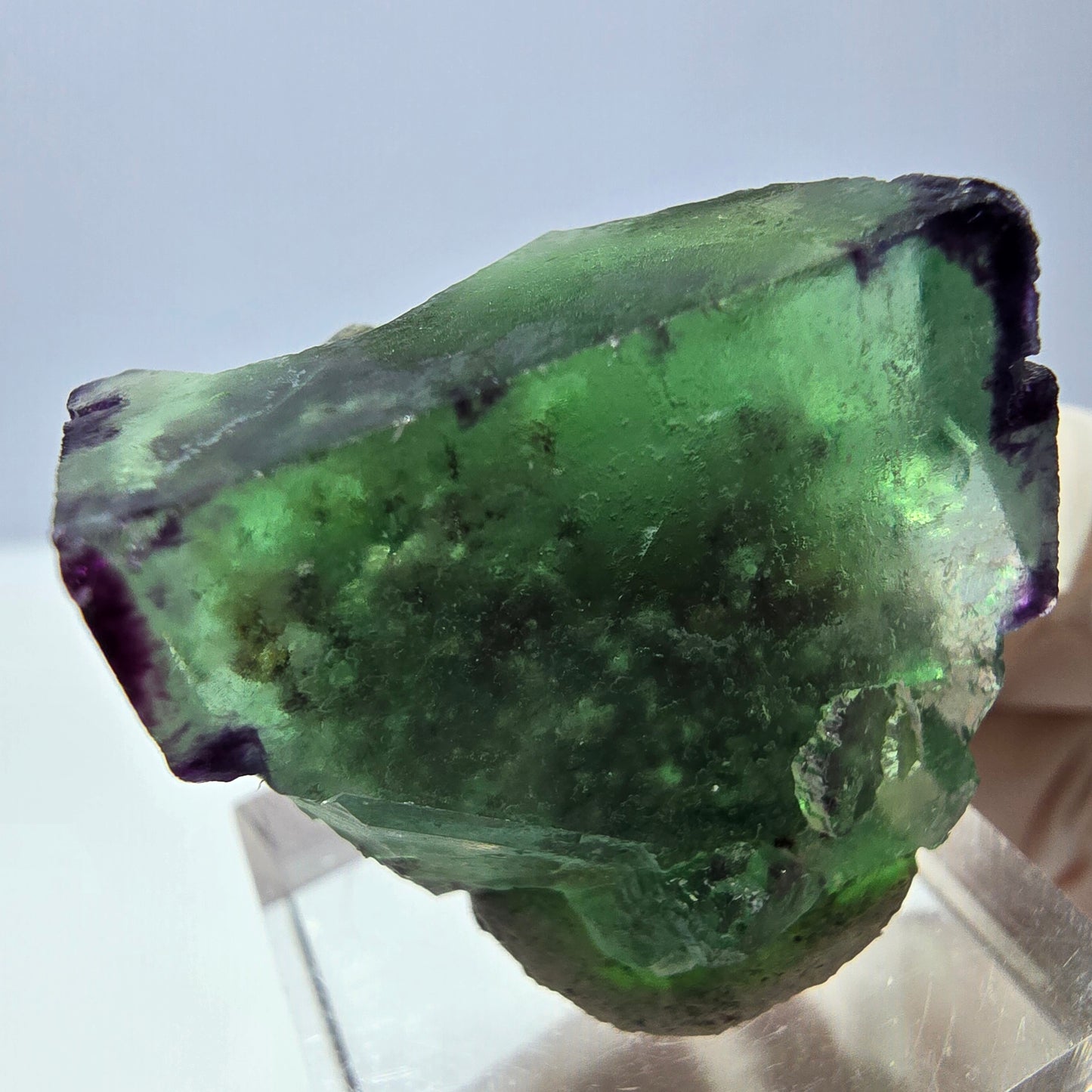 Klarer Phantom Fluorit Würfel, grün lila Okorusu, Namibia 28*28*17mm