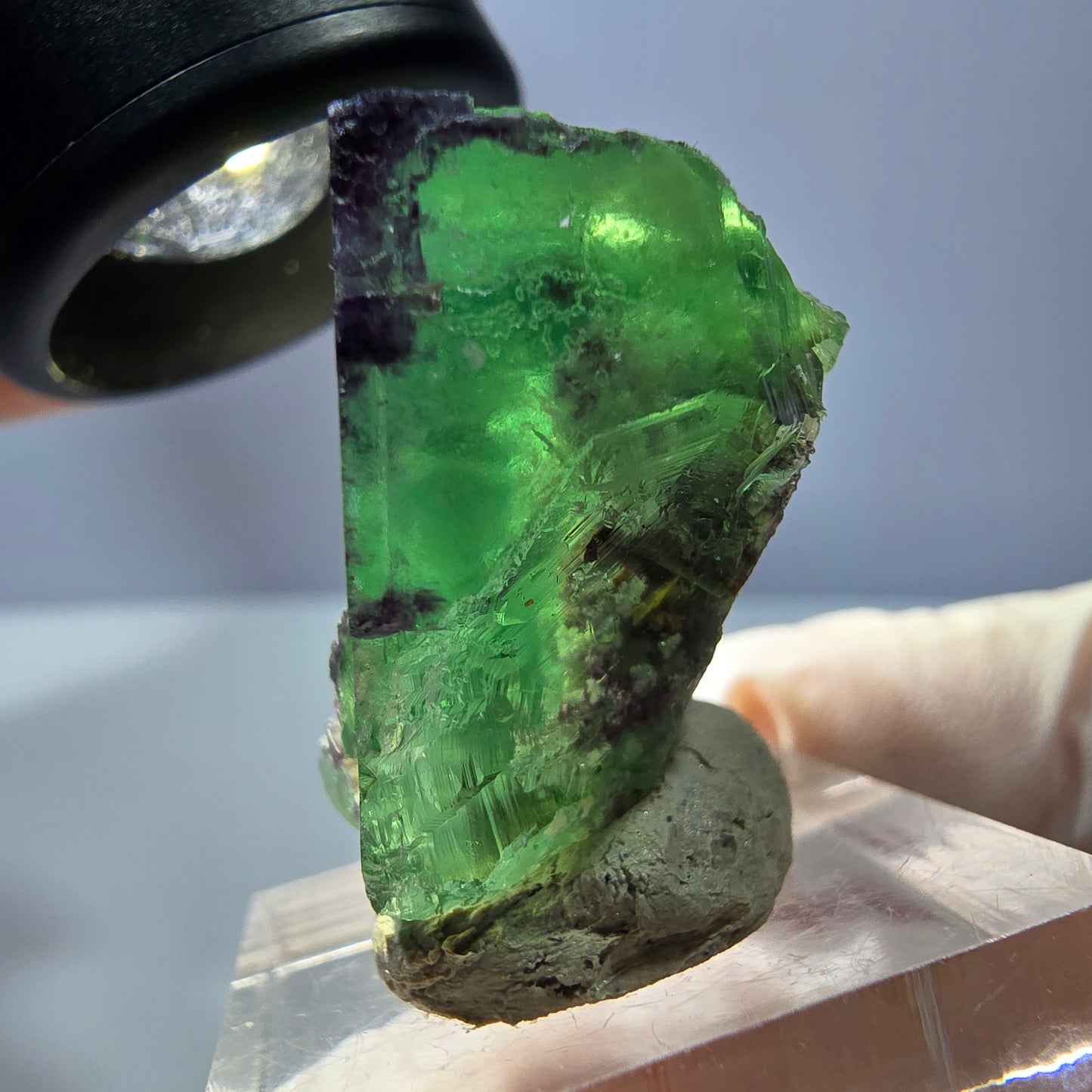 Klarer Phantom Fluorit Würfel, grün lila Okorusu, Namibia 28*28*17mm