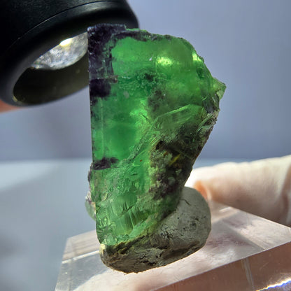 Klarer Phantom Fluorit Würfel, grün lila Okorusu, Namibia 28*28*17mm