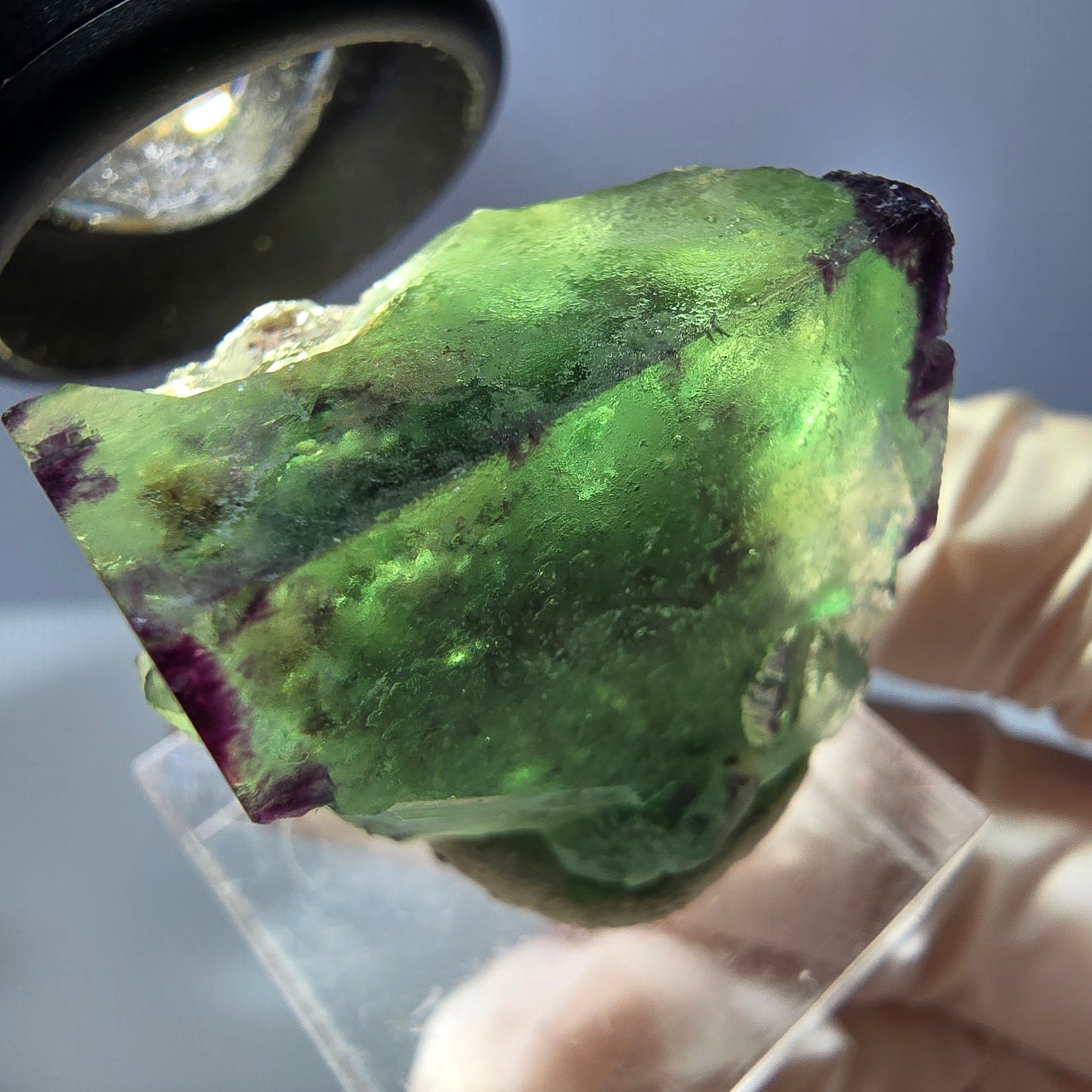 Klarer Phantom Fluorit Würfel, grün lila Okorusu, Namibia 28*28*17mm