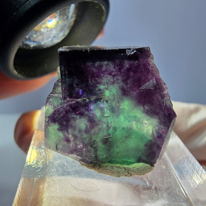 Klarer Phantom Fluorit Würfel, grün lila Okorusu, Namibia 21*18*16mm