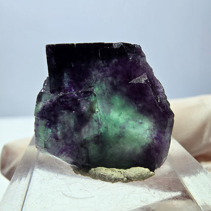 Klarer Phantom Fluorit Würfel, grün lila Okorusu, Namibia 21*18*16mm