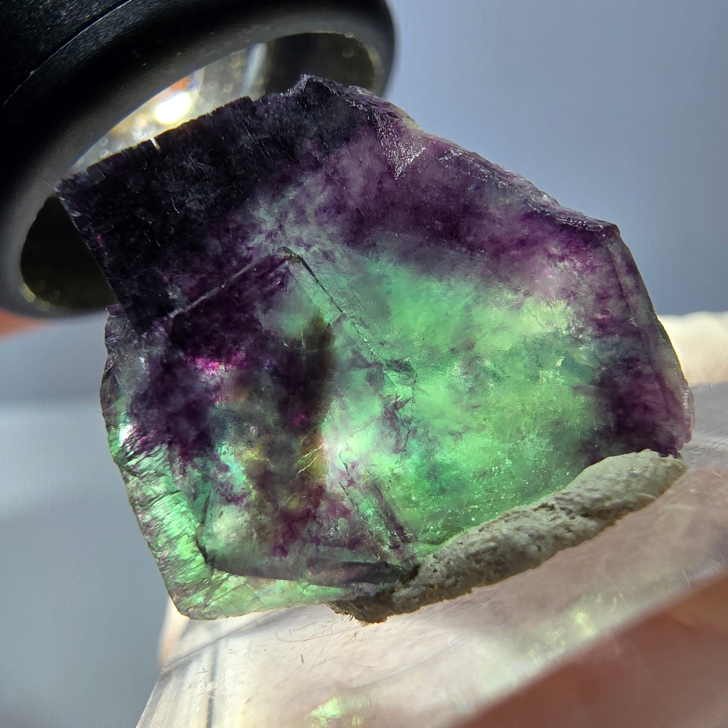 Klarer Phantom Fluorit Würfel, grün lila Okorusu, Namibia 21*18*16mm