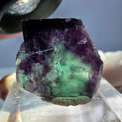 Klarer Phantom Fluorit Würfel, grün lila Okorusu, Namibia 21*18*16mm