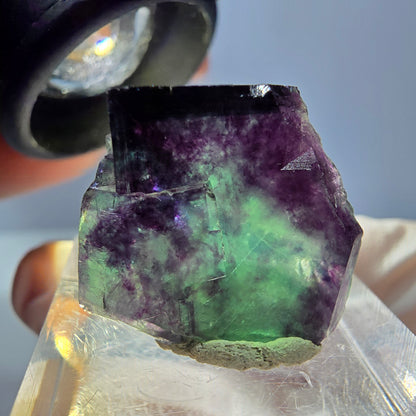 Klarer Phantom Fluorit Würfel, grün lila Okorusu, Namibia 21*18*16mm