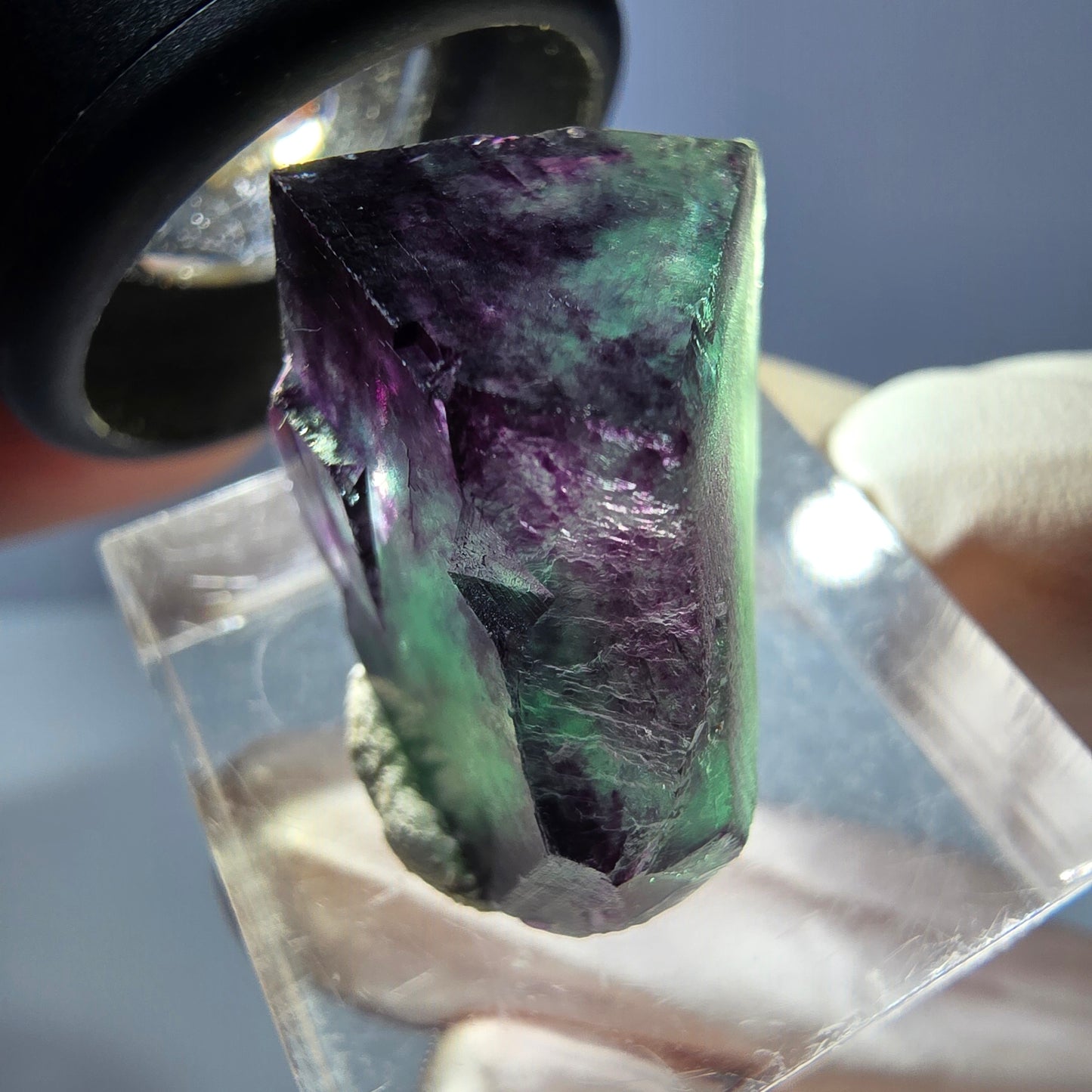 Klarer Phantom Fluorit Würfel, grün lila Okorusu, Namibia 21*18*16mm