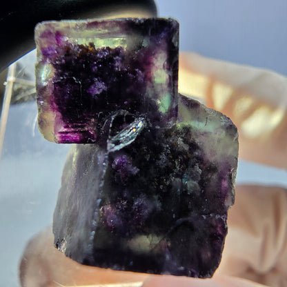 Klarer Phantom Fluorit Würfel, grün lila Okorusu, Namibia 23*15*16mm