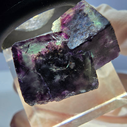 Klarer Phantom Fluorit Würfel, grün lila Okorusu, Namibia 23*15*16mm