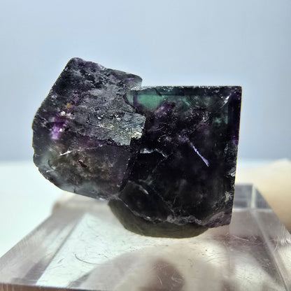 Klarer Phantom Fluorit Würfel, grün lila Okorusu, Namibia 23*15*16mm