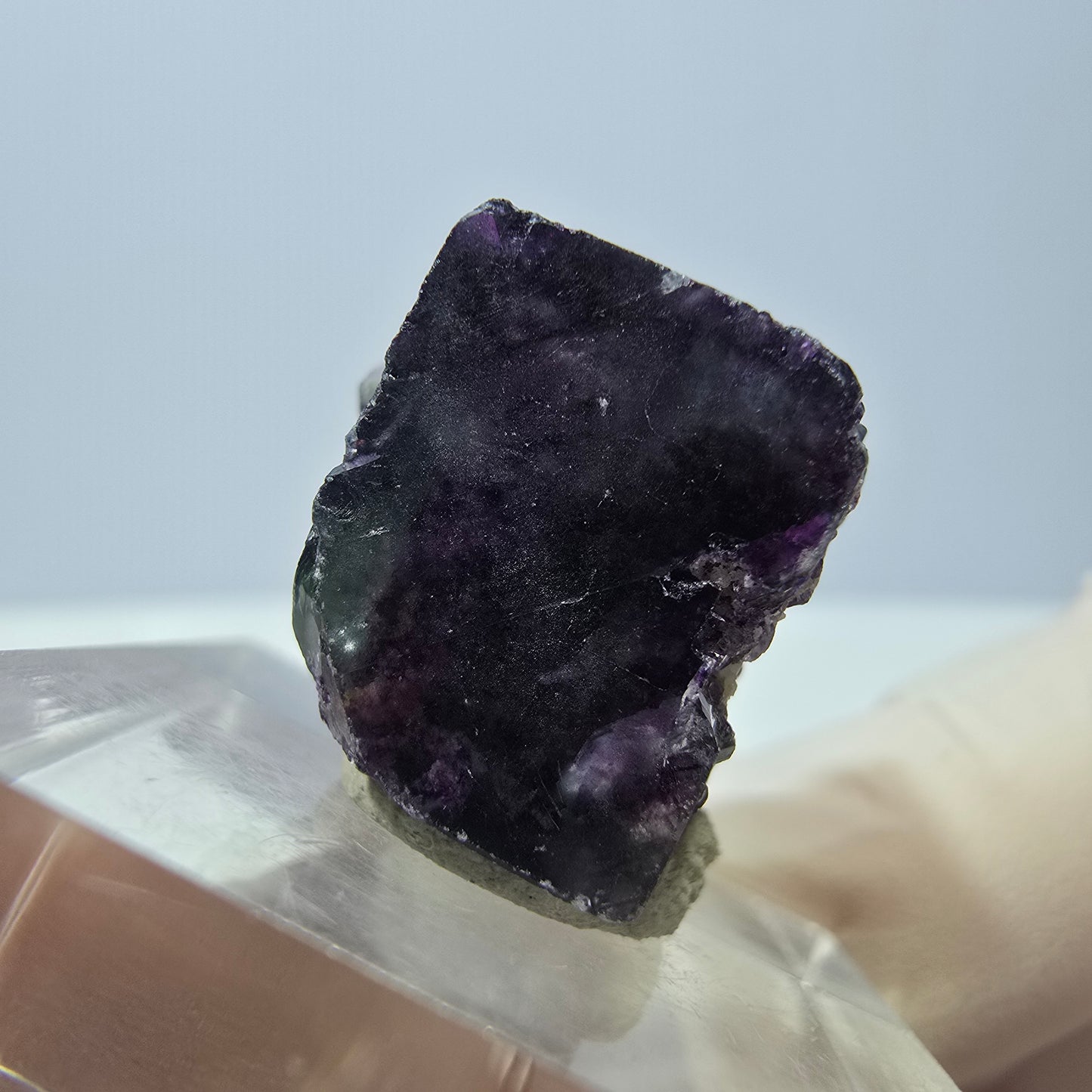 Klarer Phantom Fluorit Würfel, grün lila Okorusu, Namibia 23*15*16mm