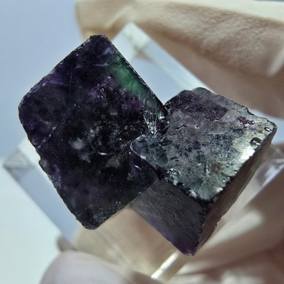 Klarer Phantom Fluorit Würfel, grün lila Okorusu, Namibia 23*15*16mm