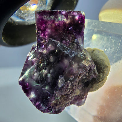 Klarer Phantom Fluorit Würfel, grün lila Okorusu, Namibia 23*15*16mm
