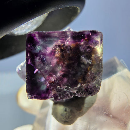 Klarer Phantom Fluorit Würfel, grün lila Okorusu, Namibia 23*15*16mm
