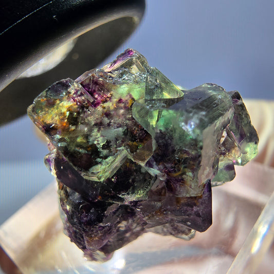 Klarer Phantom Fluorit Würfel, grün lila Okorusu, Namibia 24*19*16mm