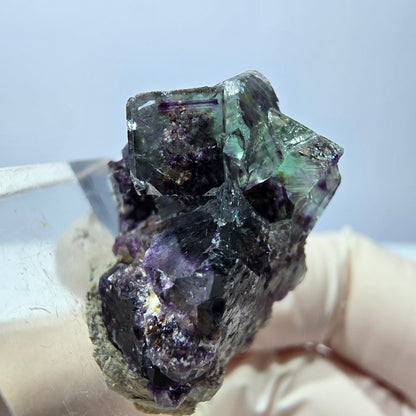 Klarer Phantom Fluorit Würfel, grün lila Okorusu, Namibia 24*19*16mm