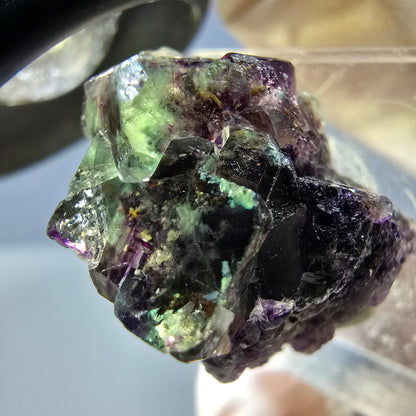 Klarer Phantom Fluorit Würfel, grün lila Okorusu, Namibia 24*19*16mm