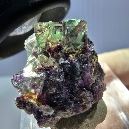 Klarer Phantom Fluorit Würfel, grün lila Okorusu, Namibia 24*19*16mm