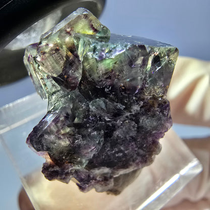 Klarer Phantom Fluorit Würfel, grün lila Okorusu, Namibia 24*19*16mm
