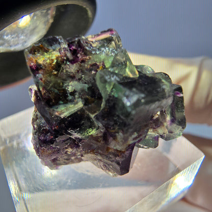 Klarer Phantom Fluorit Würfel, grün lila Okorusu, Namibia 24*19*16mm