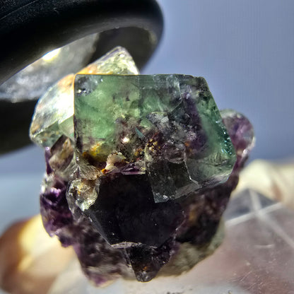 Klarer Phantom Fluorit Würfel, grün lila Okorusu, Namibia 24*19*16mm