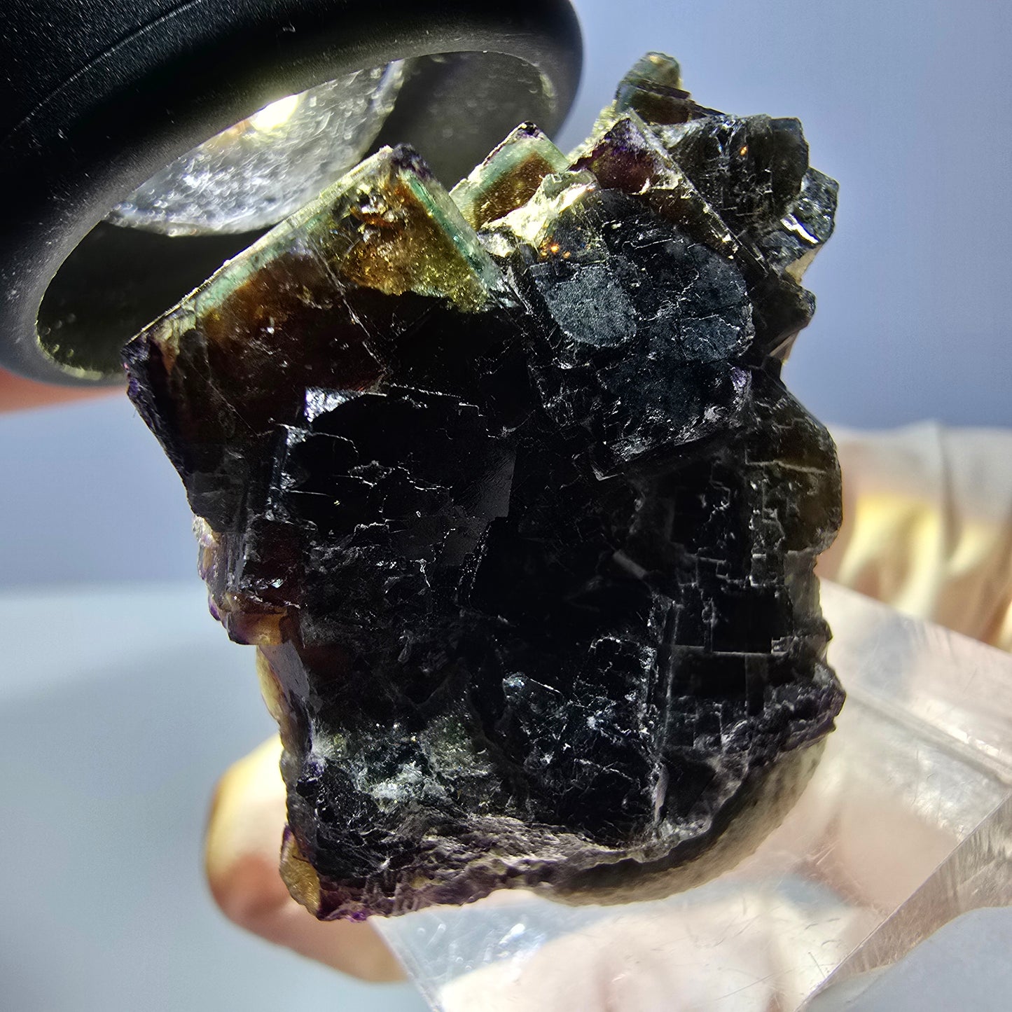 Phantom Fluorit Würfel Stufe, grün lila braun Okorusu, Namibia 33*29*12mm
