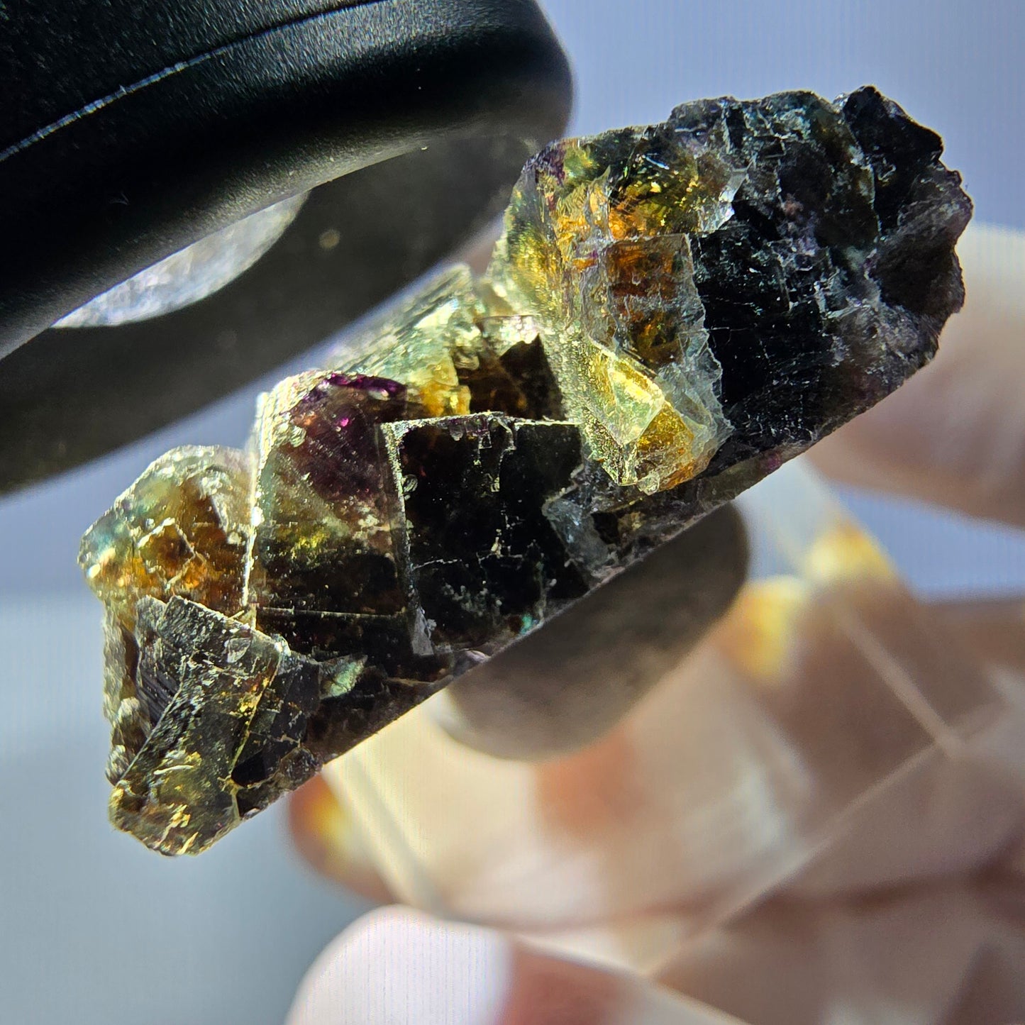 Phantom Fluorit Würfel Stufe, grün lila braun Okorusu, Namibia 33*29*12mm