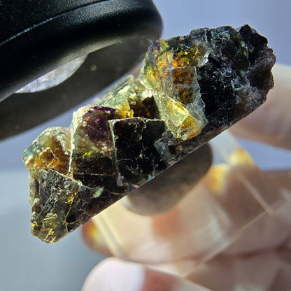 Phantom Fluorit Würfel Stufe, grün lila braun Okorusu, Namibia 33*29*12mm