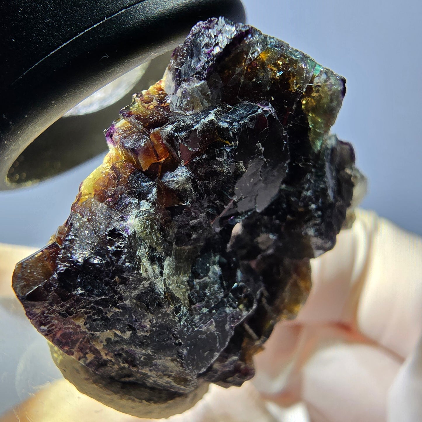 Phantom Fluorit Würfel Stufe, grün lila braun Okorusu, Namibia 33*29*12mm
