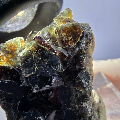 Phantom Fluorit Würfel Stufe, grün lila braun Okorusu, Namibia 33*29*12mm