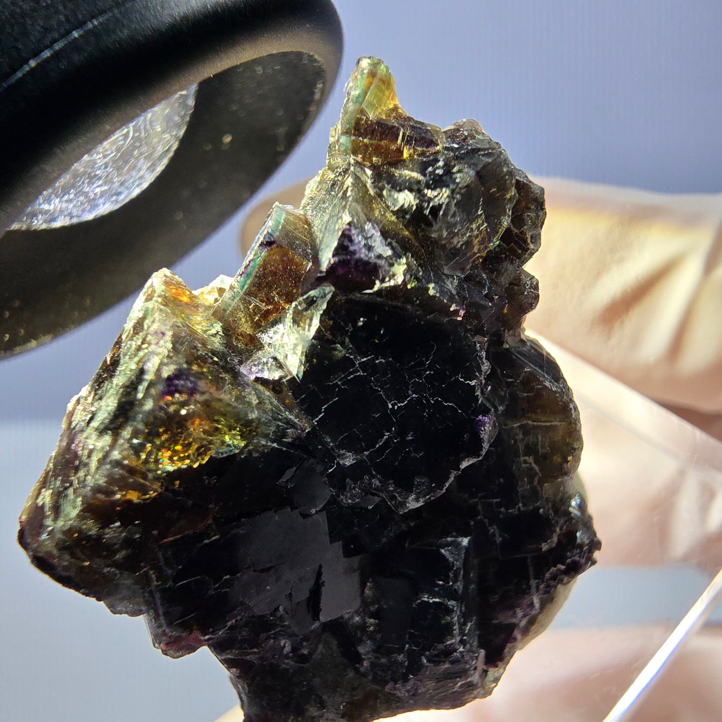 Phantom Fluorit Würfel Stufe, grün lila braun Okorusu, Namibia 33*29*12mm