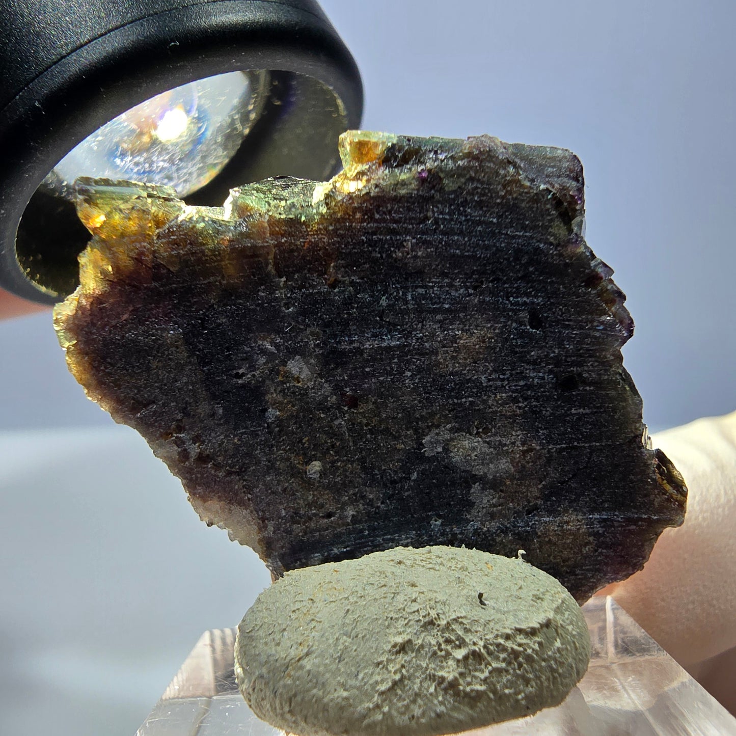 Phantom Fluorit Würfel Stufe, grün lila braun Okorusu, Namibia 33*29*12mm
