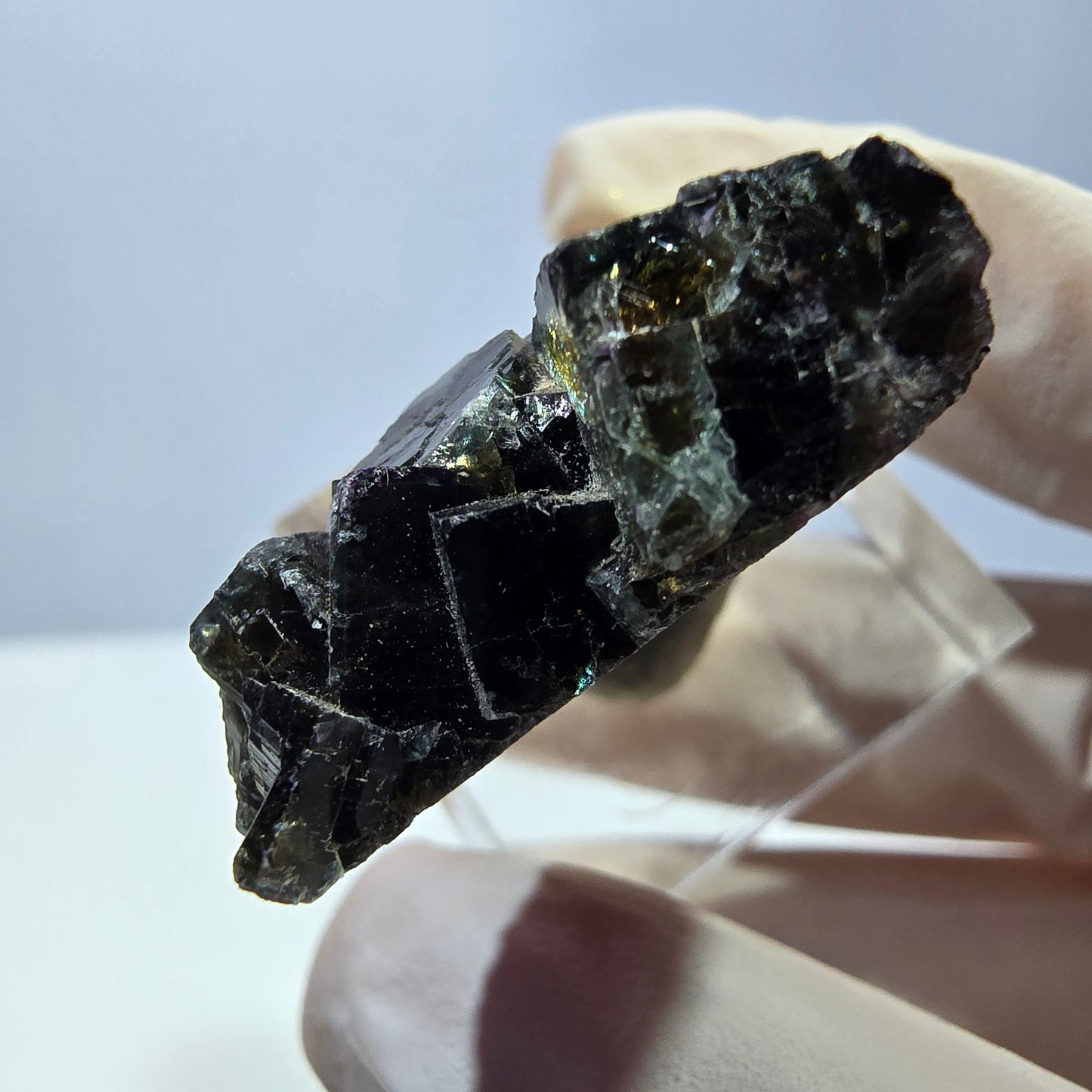 Phantom Fluorit Würfel Stufe, grün lila braun Okorusu, Namibia 33*29*12mm
