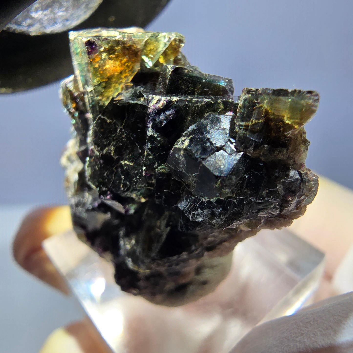 Phantom Fluorit Würfel Stufe, grün lila braun Okorusu, Namibia 33*29*12mm