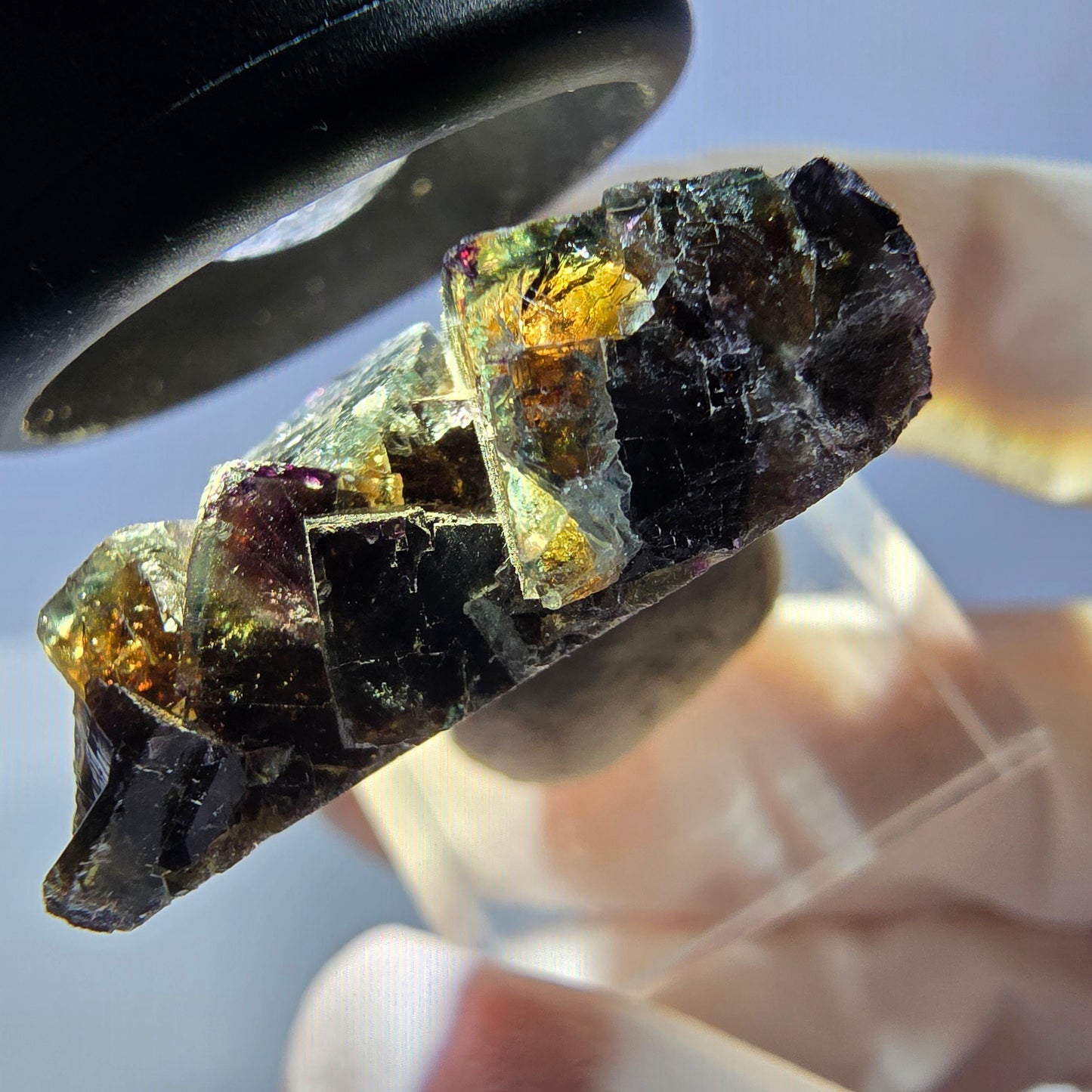 Phantom Fluorit Würfel Stufe, grün lila braun Okorusu, Namibia 33*29*12mm
