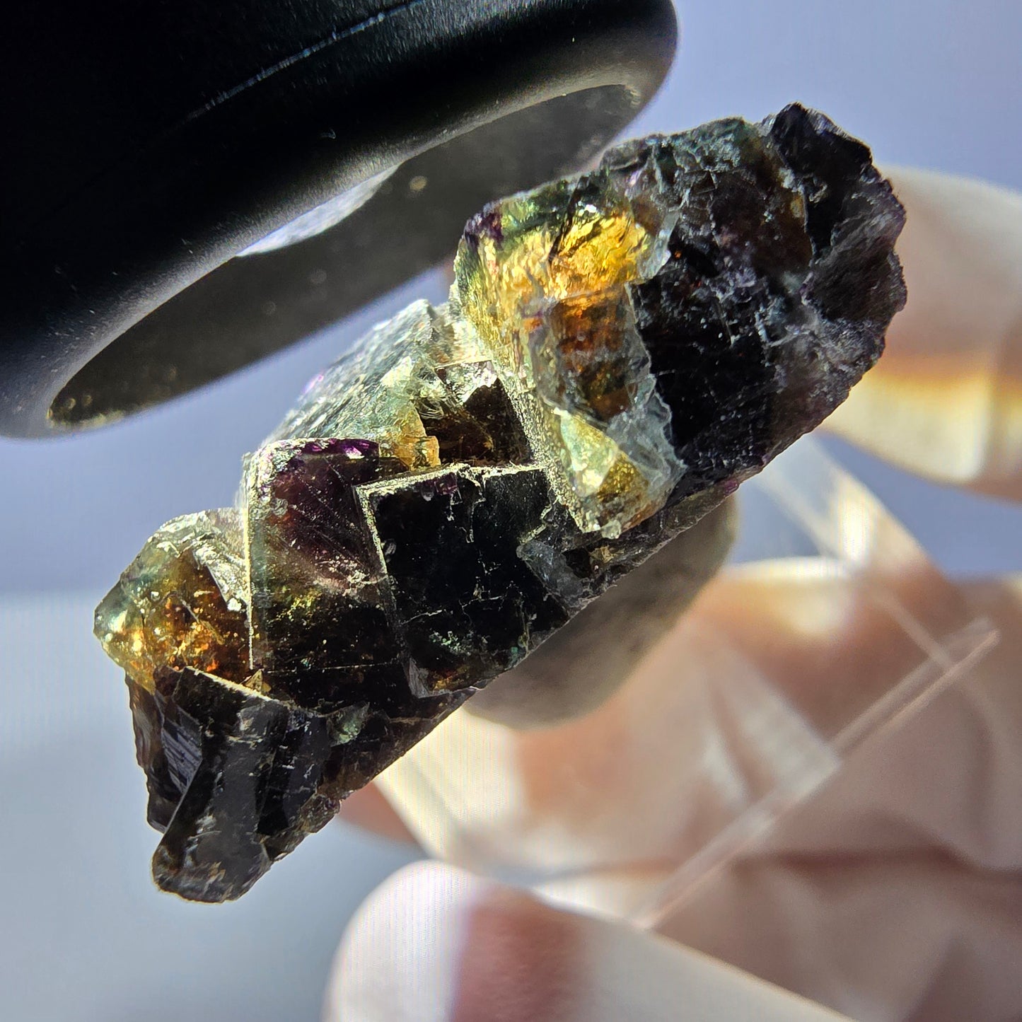Phantom Fluorit Würfel Stufe, grün lila braun Okorusu, Namibia 33*29*12mm