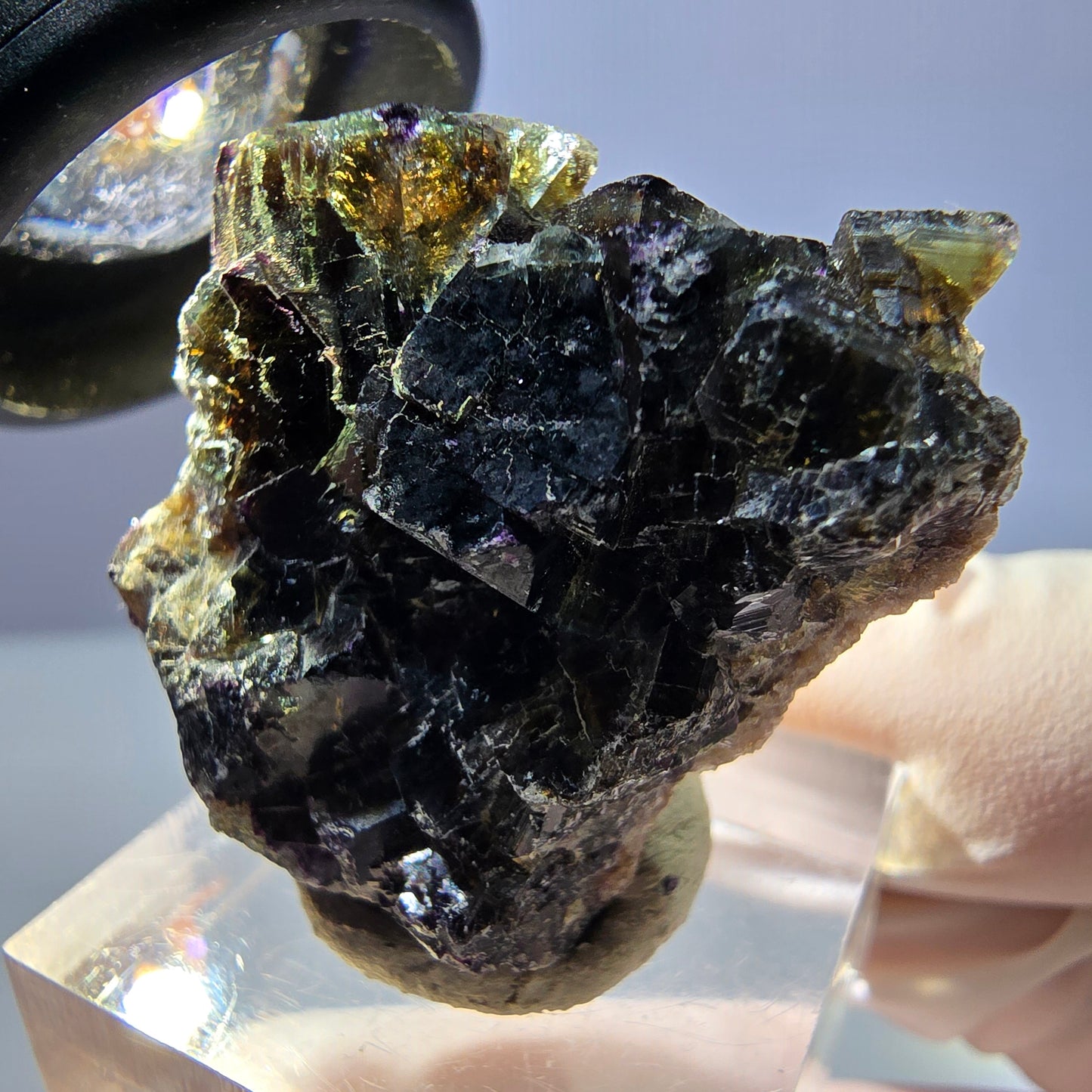 Phantom Fluorit Würfel Stufe, grün lila braun Okorusu, Namibia 33*29*12mm