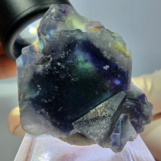 Phantom Fluorit Würfel Stufe, grün lila Okorusu, Namibia 36*32*23mm