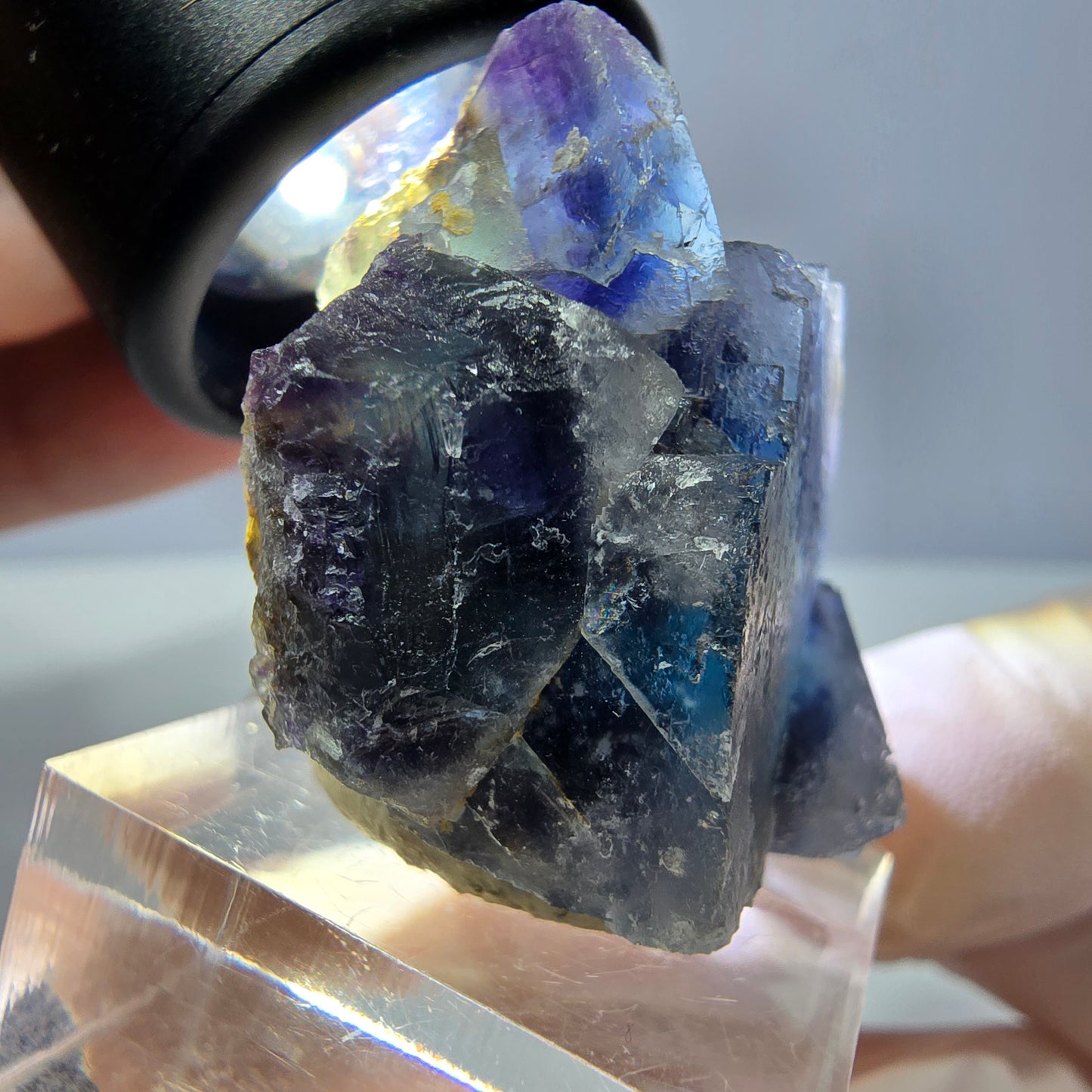 Phantom Fluorit Würfel Stufe, grün lila Okorusu, Namibia 36*32*23mm