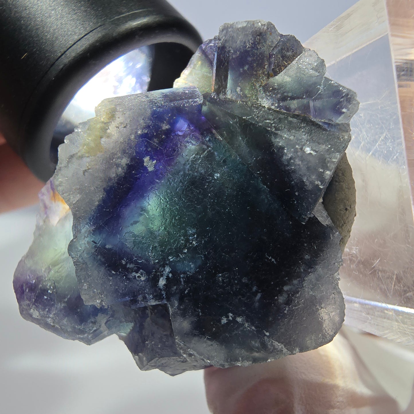 Phantom Fluorit Würfel Stufe, grün lila Okorusu, Namibia 36*32*23mm