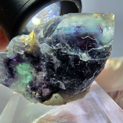 Phantom Fluorit Würfel Stufe, grün lila Okorusu, Namibia 34*21*19mm